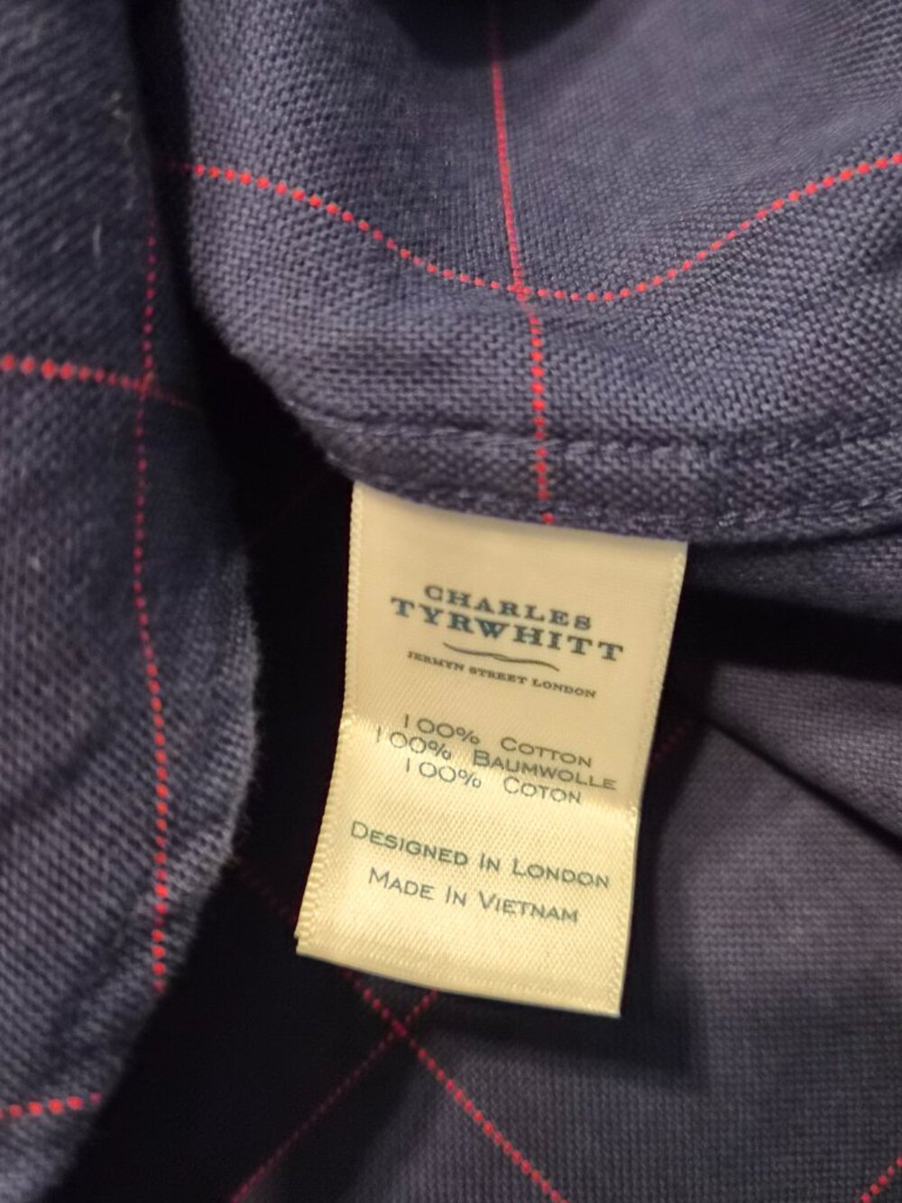 Charles Tyrwhitt Long Sleeve Dress Shirt Mens Sz Xl Slim Fit Red Blue Nwot G571 — image 5 of 8